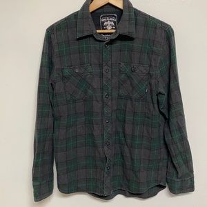 Vans Classics Southern California Grey/Green Plaid Flannel Button Down Size Larg
